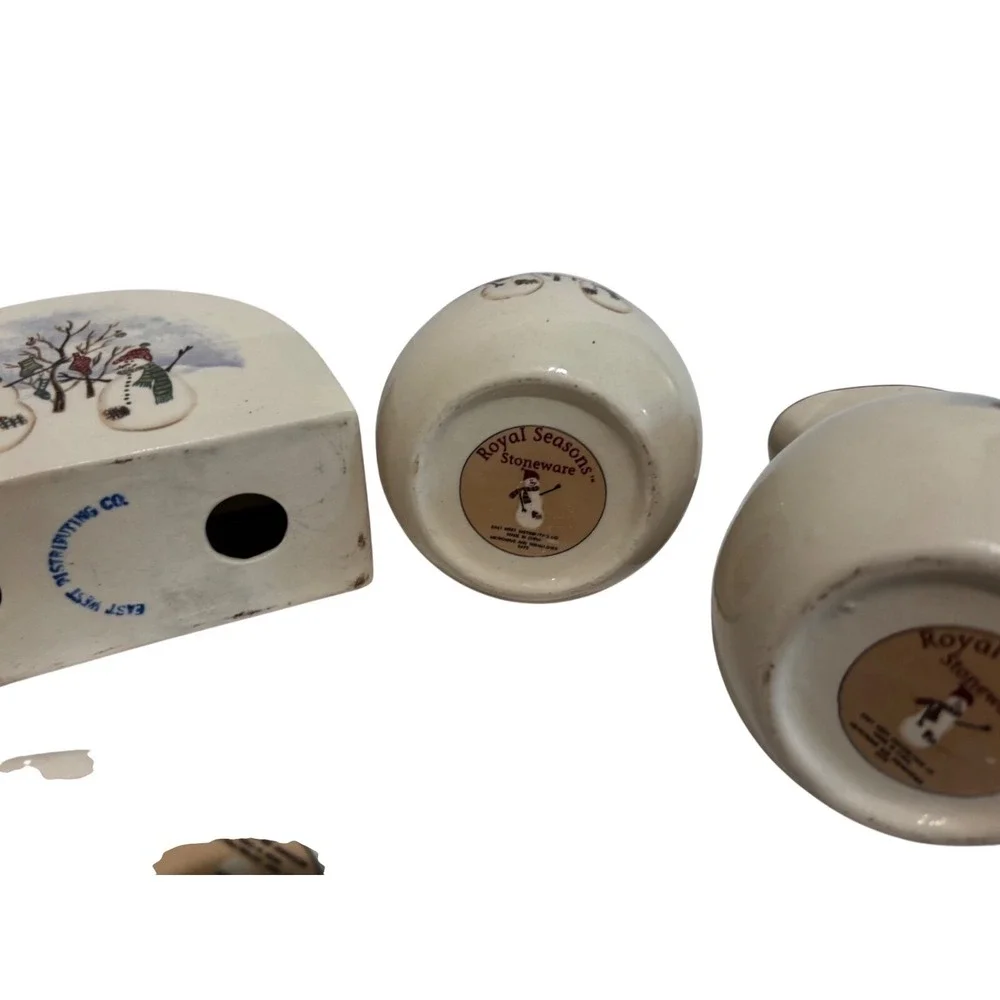 Royal Seasons Napkin spoon sugar‎ creamer Holiday collector stoneware set x-mas